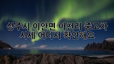 상주시 이안면 아천리 중고차 시세, 어디서 확인해요?